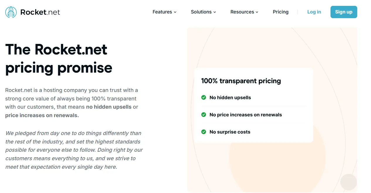 Rocket.net pricing promise.webp