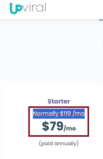Upviral 33 OFF Starter Plan.webp